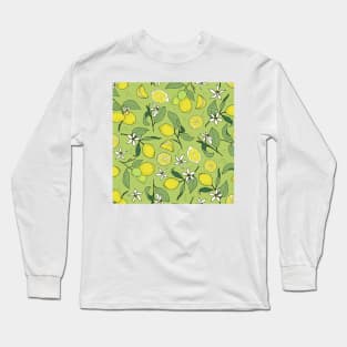 lemons on light green Long Sleeve T-Shirt